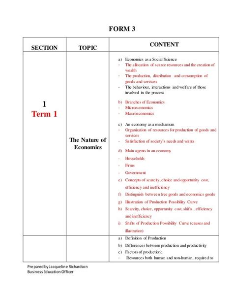 Economics Course Outline 2017