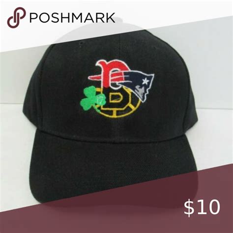 Boston 4 Teams Baseball Hat Cap Patriots Bruins Red Sox Celtics Black