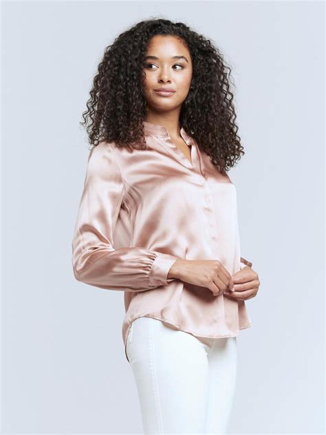 Lagence Bianca Band Collar Blouse Pale Magenta Garmentory