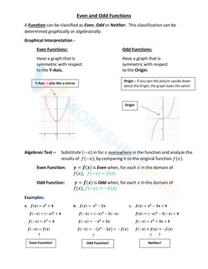 Even And Odd Functions Worksheets