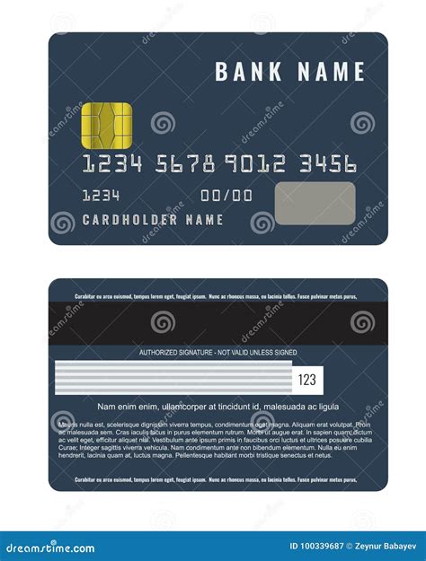 Realistic Credit Card Design Template With A Chip Frontside View Mock