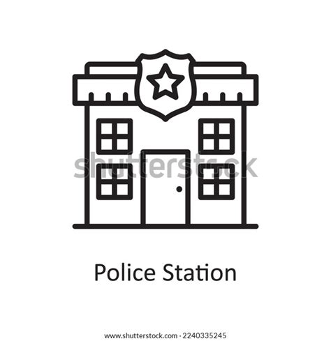 Police Station Vector Outline Icon Design Stock Vector (Royalty Free ...