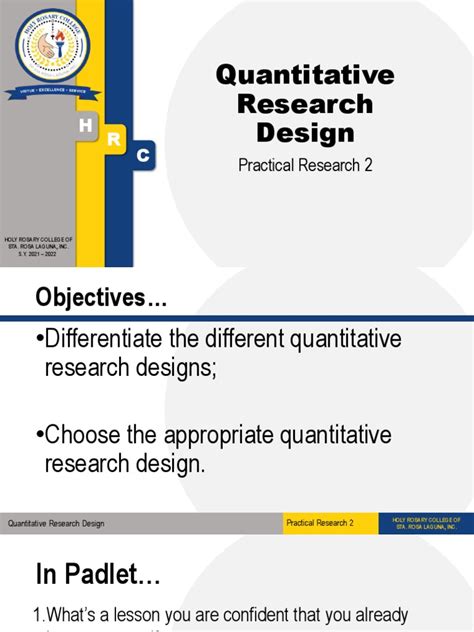 Lesson 1 Quantitative Research Design Pdf Quantitative Research Experiment