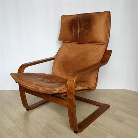 Vintage Cognaс Leather Poäng Chair by Noboru Nakamura for Ikea 1999