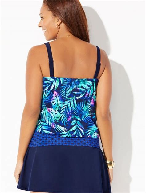 Plus Size Marlin Loop Strap Blouson Tankini With Skirt