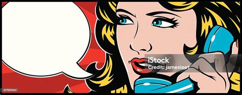 Pop Art Woman On Phone Stock Illustration Download Image Now Comic