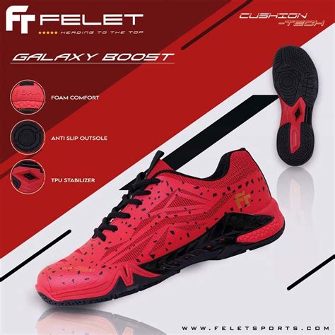 FELET New Badminton Shoes GALAXY BOOST 100 Original By FLEET Shopee