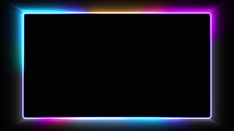 Neon colorful rectangular frame with shining effects on black ...