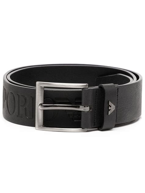 Emporio Armani Debossed Logo Leather Belt Black Farfetch