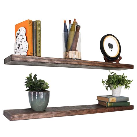 Buy Willow And Grace Floating Wall Shelves Set Of 2 Real Wood 36 Inch Hanging Shelves For