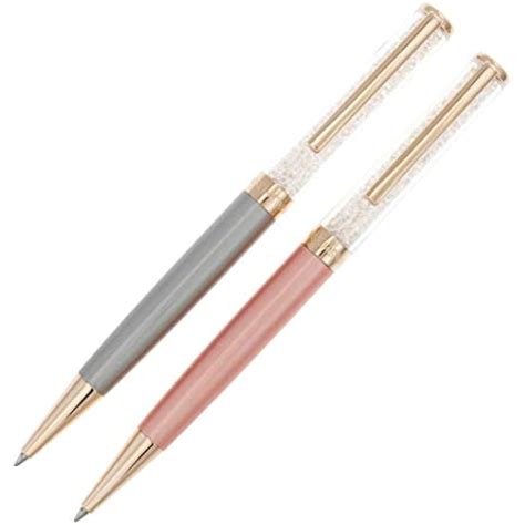 Swarovski Crystal Authentic Crystalline Pink Gray Ballpoint Pen Set Ebay