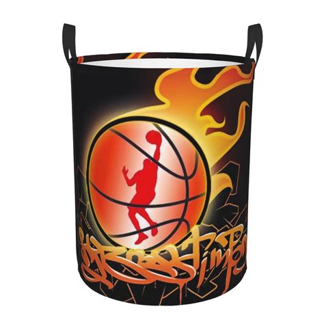 Basketball Laundry Basket Collapsible Dots Round Physical Culture