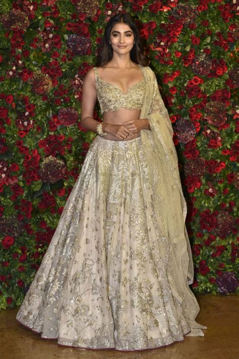 Pooja Hegde Is Dazzling In Gold Hue Lehenga K4 Fashion