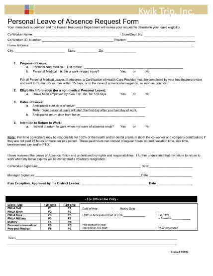 12 Leave Of Absence Request Forms Template Free To Edit Download And Print Cocodoc