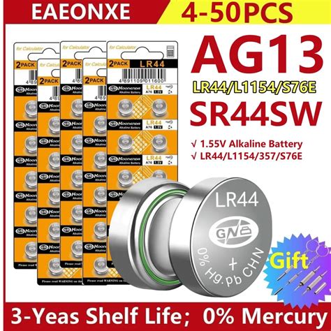 4-100PCS-1-55V-AG13-Button-Batteries-LR44-L1154-RW82-SR1154-SP76-pila ...