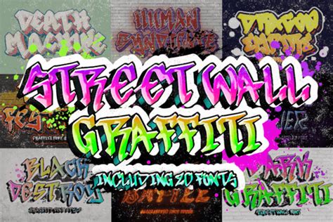 Street Wall Graffiti Font Bundle Bundle Creative Fabrica