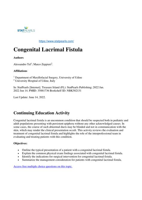 Pdf Congenital Lacrimal Fistula