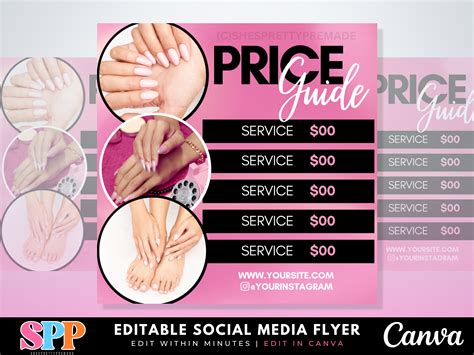 Price List Template Nail Price List Nail Tech Price List Nail Artist Price List Service Menu