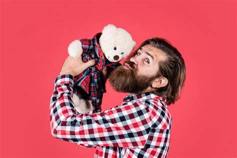 Premium Photo Brutal Bearded Man Wear Checkered Shirt Having Lush