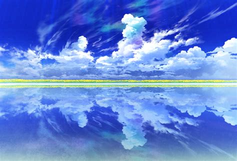 Serene Reflections Anime Sky And Water Hd Wallpaper