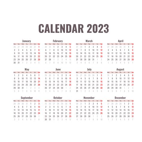 Simple Calendar 2023 Kalender Minimalist Calendar 2023 2023 Calendar