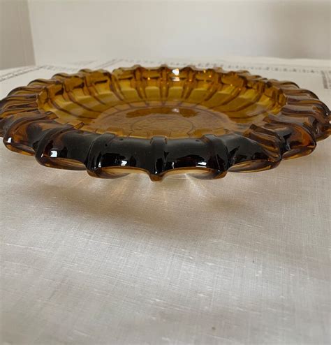 Large Blenko Amber Glass Ashtray Etsy