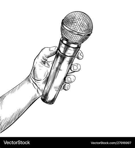 Hand Holding Mic Drawn Royalty Free Vector Image