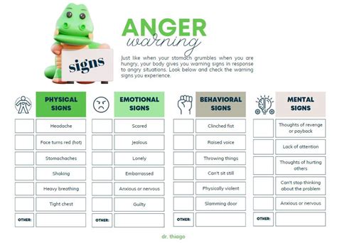 Recognizing Anger Warning Signs Worksheet