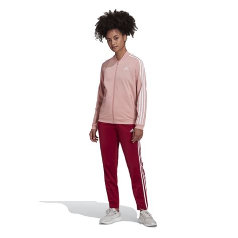 Agasalho Adidas Essentials 3 Stripes Rosa Vinho Kapiva Calçados