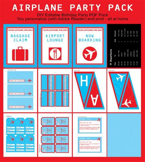 Airplane Birthday Party Invitation Decorations Printable Boarding Pass Passport Full Package