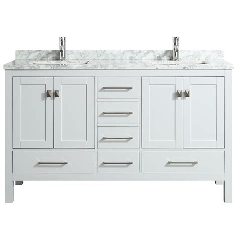 Eviva London 60 X 18 Transitional White Bathroom Vanity With White