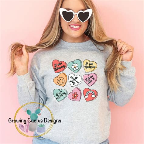 Candy Hearts Sweatshirt Valentine Sweater Valentines T For Her