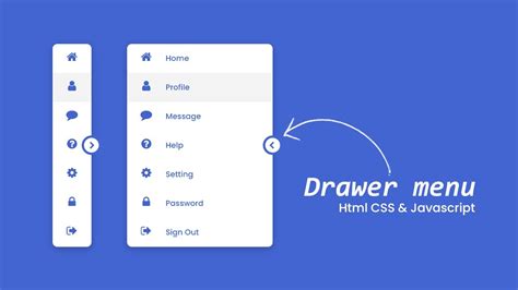 Responsive Navigation Drawer Using Html Css Javascript Drawer Menu