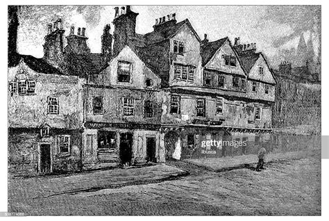 Antique Illustration Of Old Edinburgh Canongate High Res Vector Graphic