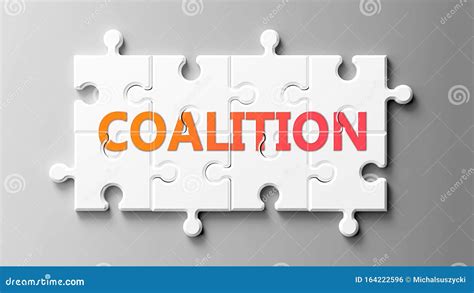 Coalition Complex Like A Puzzle Pictured As Word Coalition On A
