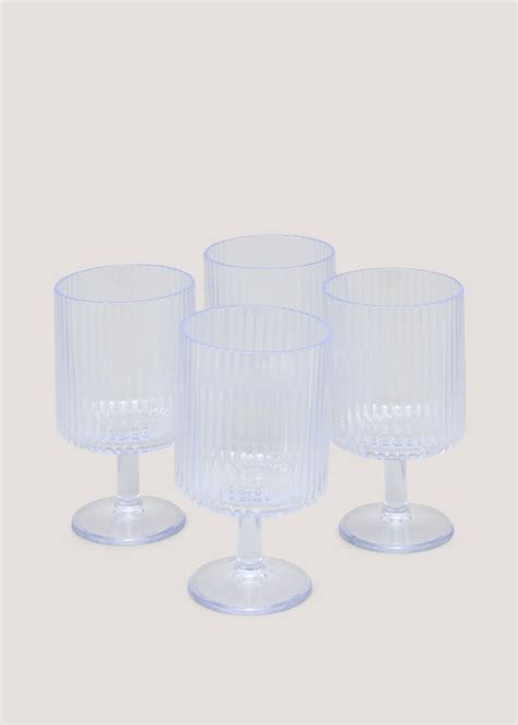 4 Pack Ribbed Outdoor Wine Glasses 85cm X 85cm X 14cm Matalan