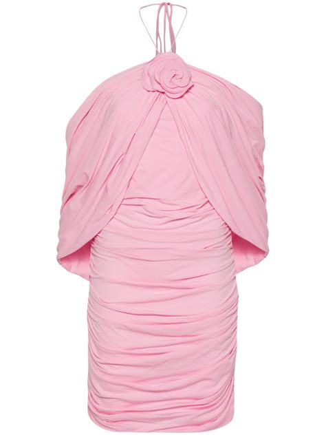 Magda Butrym Flower Appliqu Ruched Mini Dress Pink Farfetch