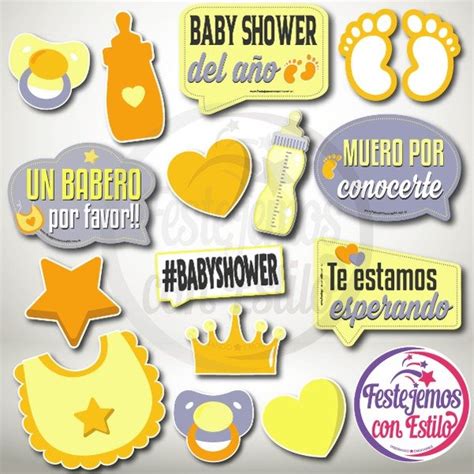 Photo Props Imprimible Baby Shower Unisex Festejemos Con Estilo