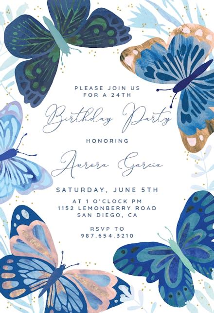 Invitaciones De Fiesta De Mariposa Gratis Greetings Island