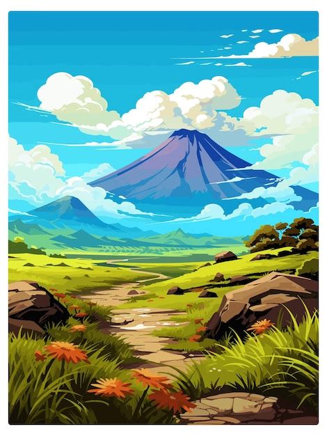 Premium Vector Hawai Volcanoes National Park Vintage Travel Poster