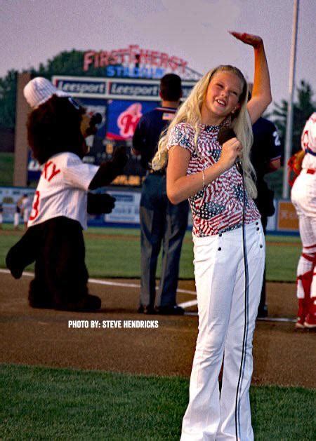 Taylor Swift performing the National Anthem at a minor league baseball ...