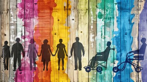 Silhouettes Of Diverse People Walking In Front Of A Colorful Background