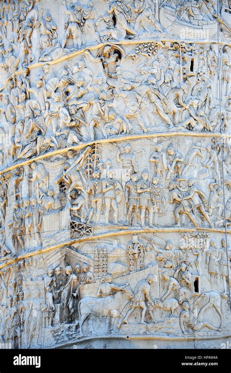 Detail of the Column of Traianus, Trajan's column. Rome, Italy Stock ...