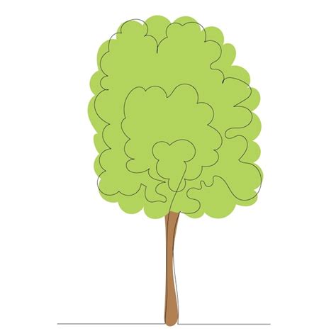 Dessin D Arbre Vert En Une Ligne Continue Vecteur Premium