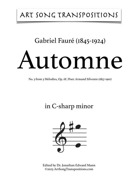 FAURÉ Automne Op 18 no 3 transposed to C sharp minor C minor and