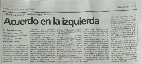 Importante Repercusi N En Medios Acuerdo Entre El Pts E Izquierda