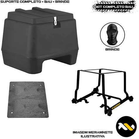 Kit Baú 80 Ou 135 Litros Pro Tork Suporte Removível Completo Biz 100