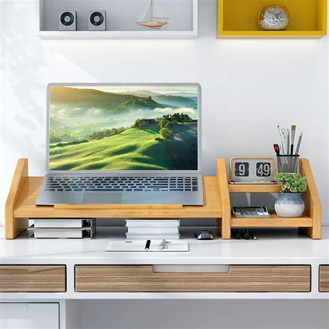 Ufine Bamboo Laptop Stand For Desk Heights Adjustable Notebook Stand