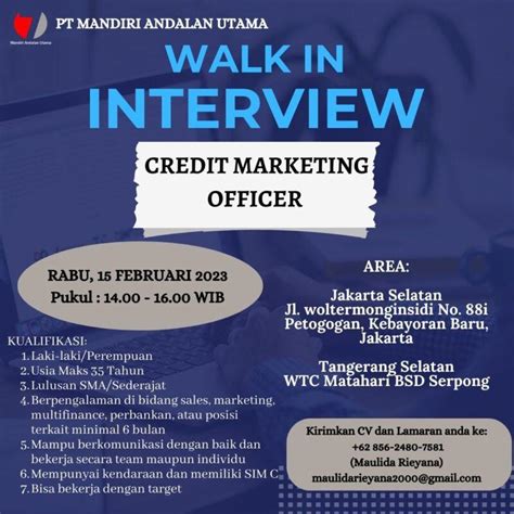 Lowongan Kerja Credit Marketing Officer Telemarketing Branch