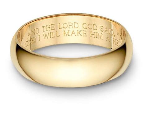 Bible Verse Wedding Band Ring Yellow Gold Engraved Wedding Rings 14k